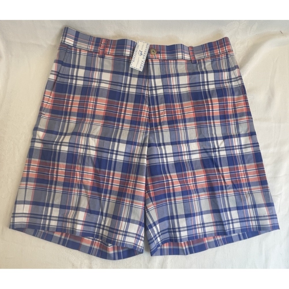 Southern Tide Flat Front Casual Plaid Shorts Men's Size 35 9" Inseam NWT